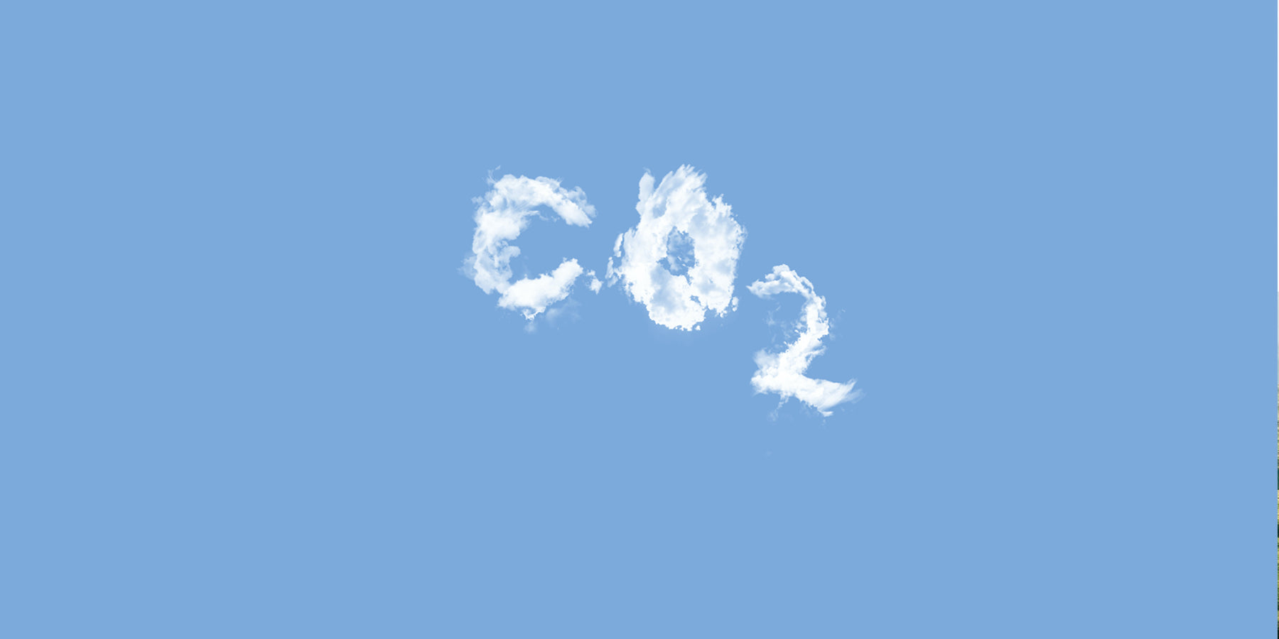 A cloud with the word CO2 written on it, representing the presence of carbon dioxide in the atmosphere.