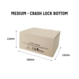 Medium sized crash lock Better Packaging bamboo box. 120mm high, 240mm wide, 190mm deep