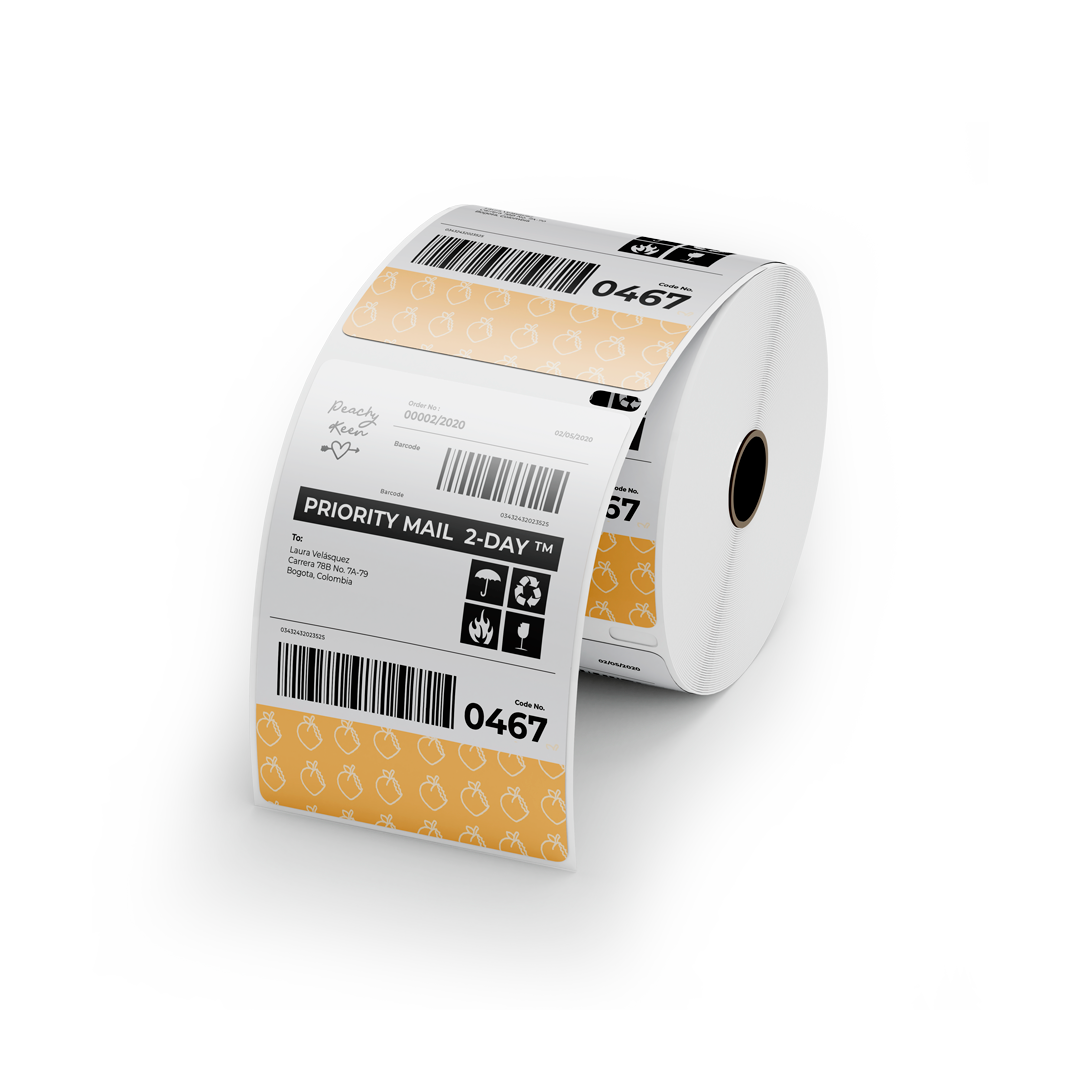 Better Packaging Custom Peachy Keen Compostable Shipping Labels