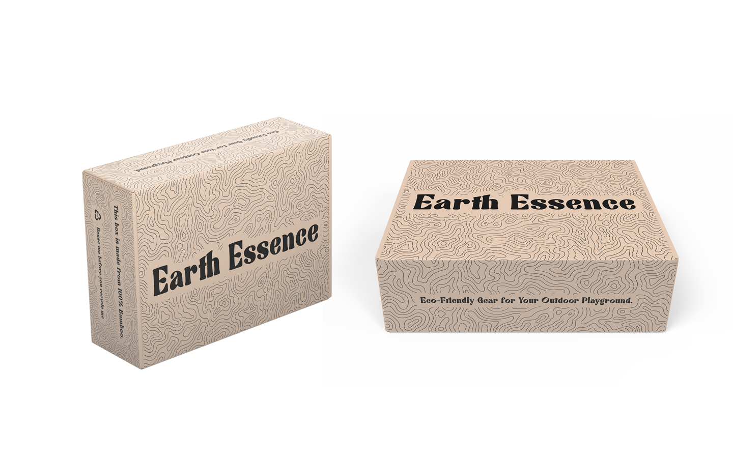 Custom printed Better Packaging bamboo boxes, for the brand Earth Essence