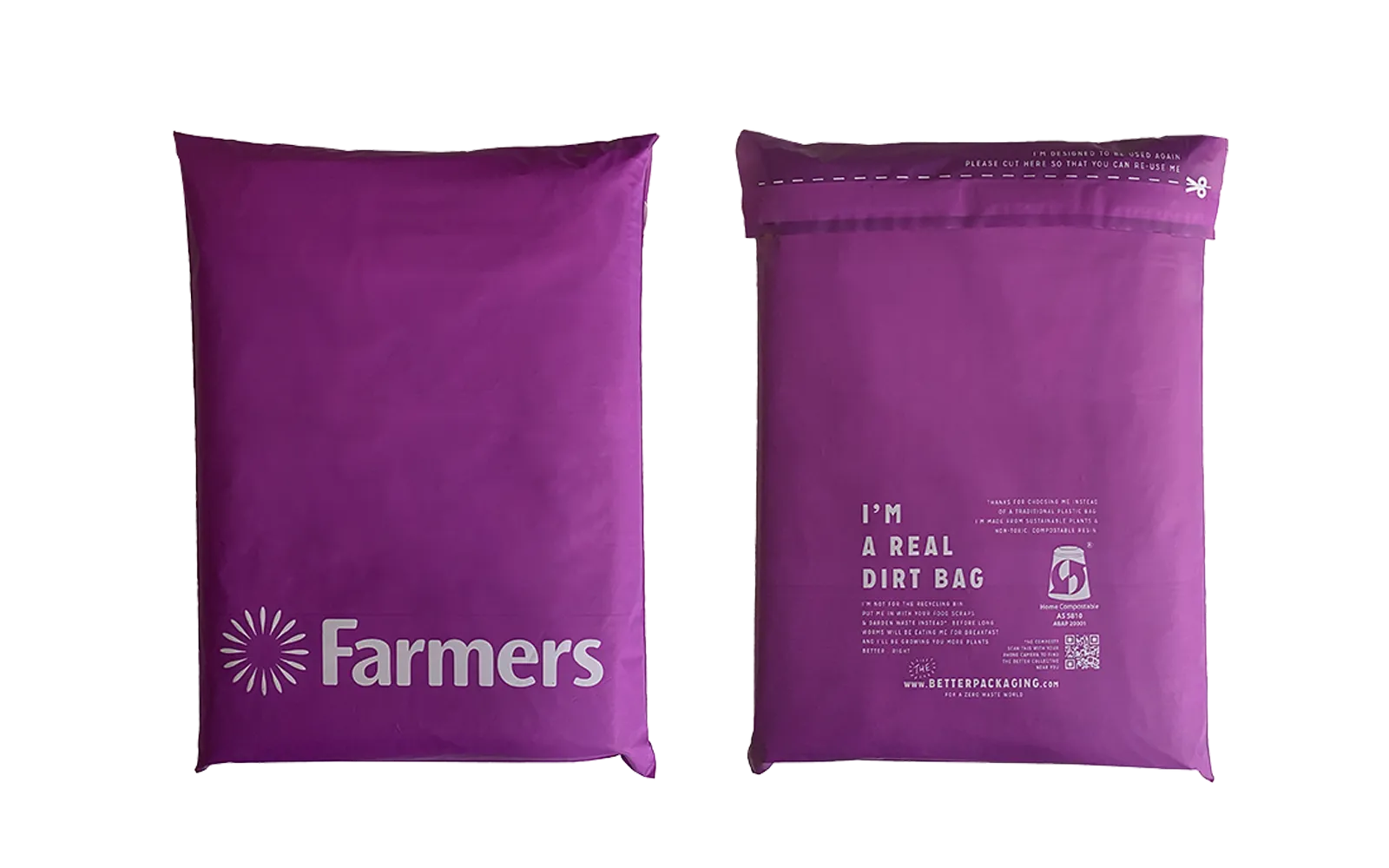 Purple Farmers product packaging with branding and text on a white background