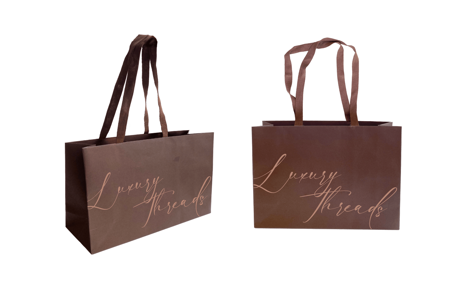 Custom printed brown Better Packaging bamboo retail bags on transparent background
