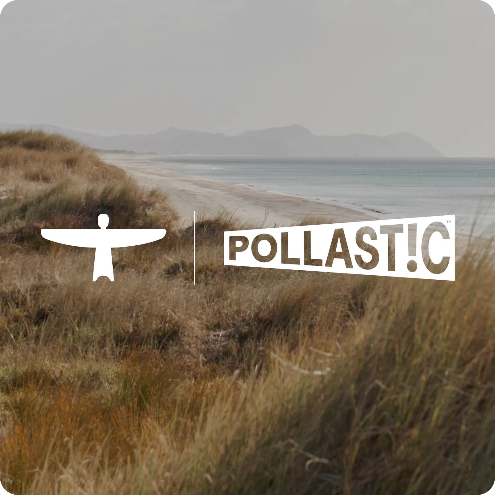 Beach landscape image with POLLAST!C and Untouched World logos overlayed